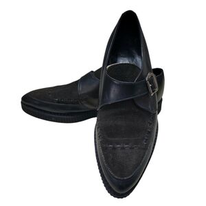 Vintage Black TUK Monk Buckle Pointed Creepers Size 11 Made In England